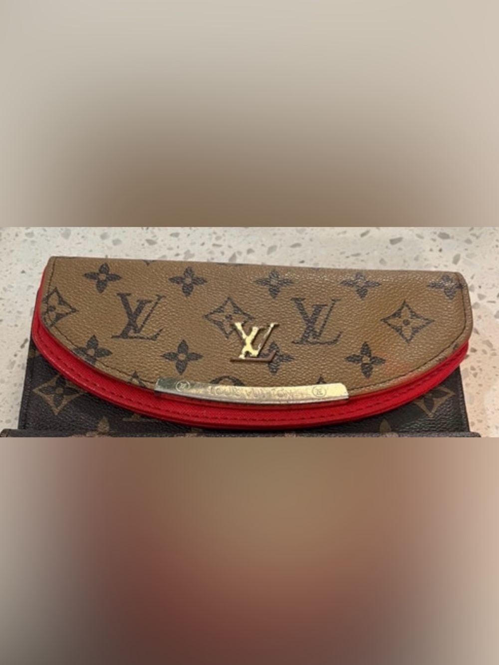 Monogram Canvas Card Holder & wallet with Red Trim❤️